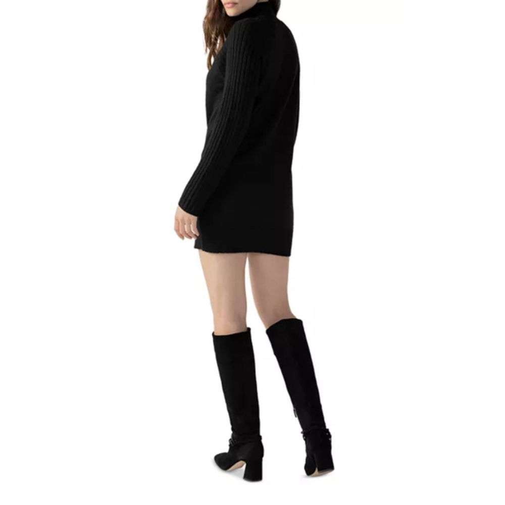 Sanctuary Black mock neck Knit Sweater Dress | Long Sleeve Large EUC